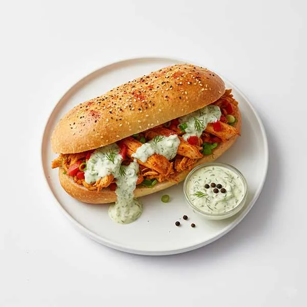 Lebanese Baked Paprika Chicken Samoon With Garlic Gherkin Sauce